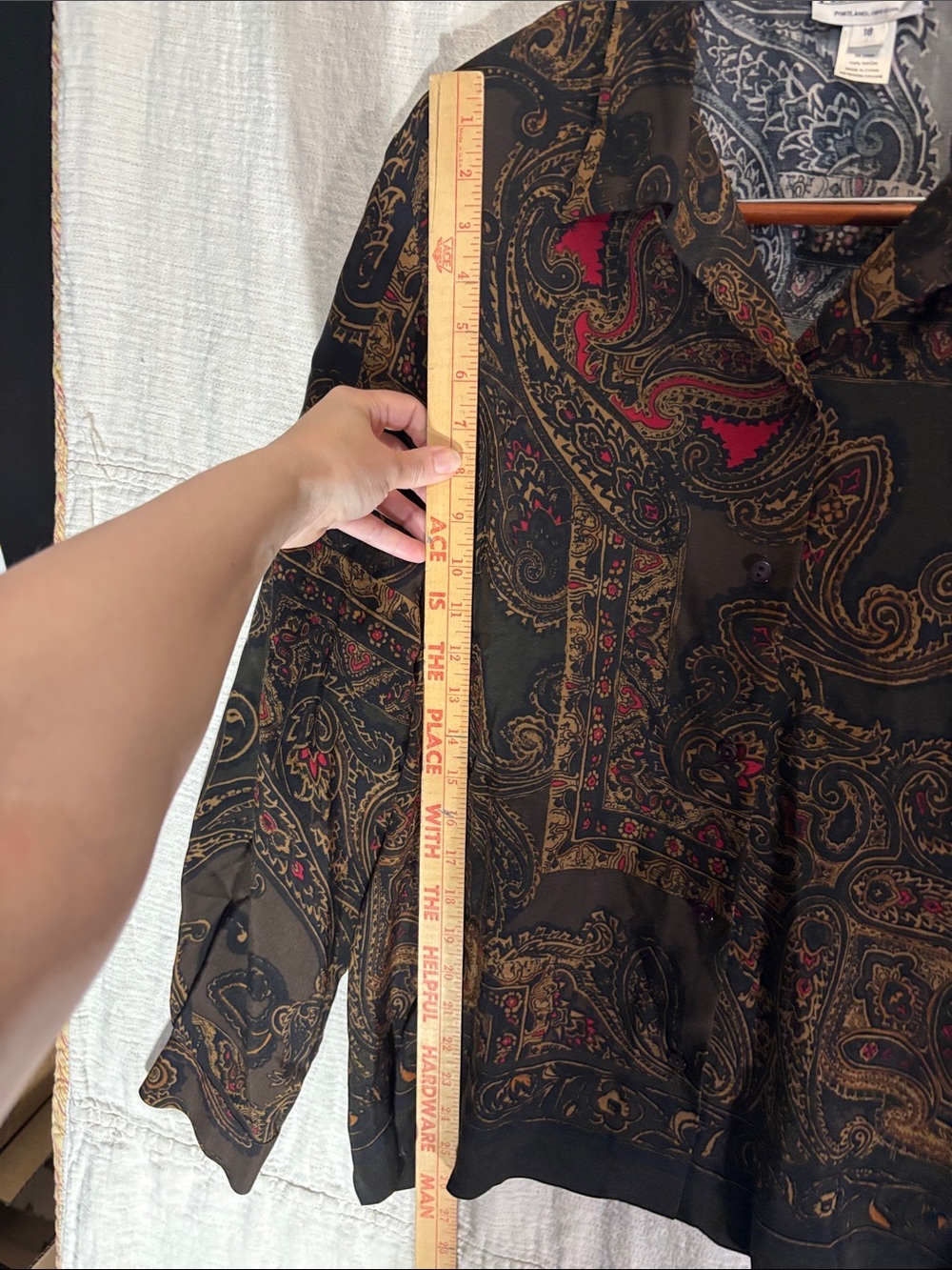 Pendleton Black Paisley Two Piece Skirt and Blouse Set 100% Rayon - Picture 4 of 16